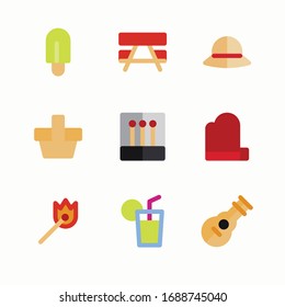 Simple Set Bbq Element Vector Color Icons