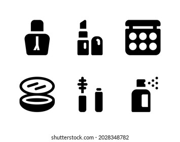 Simple Set of Beauty Related Vector Solid Icons. Contains Icons as Polish Nail, Lipstick, Cosmetic, Mascara and more.