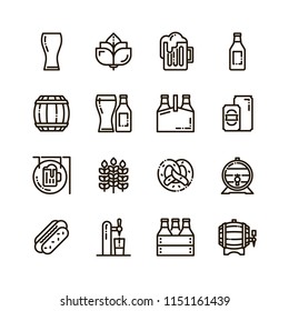 Simple Set of Beer Related Vector Line Icons