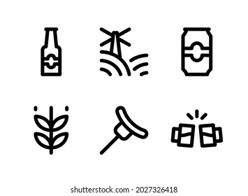 Simple Set of Beer Related Vector Line Icons. Contains Icons as Bottle, Windmill, Can, Wheat and more.