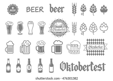 Simple set of beer related vector icons for your design art