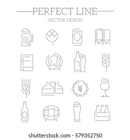 Simple Set of Beer Related Vector Line Icons