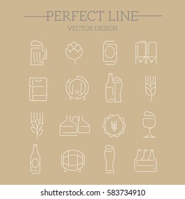 Simple Set of Beer Related Vector Line Icons