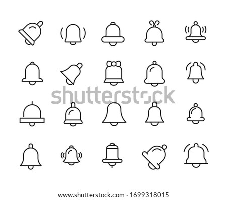 Simple set of bell icons in trendy line style. Modern vector symbols, isolated on a white background. Linear pictogram pack. Line icons collection for web apps and mobile concept.