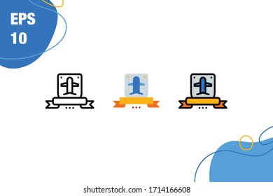 Simple Set of Best Airplane Reward Emblem Icon with line, flat, and filled line. EPS 10. Editable Stroke and Pixel Perfect.