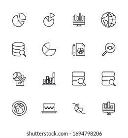 Conjunto simple de grandes datos modernos iconos de línea delgada. Diseño moderno. Paquete de iconos de trazo. Ilustración vectorial aislada en un fondo blanco. Símbolos de calidad superior.