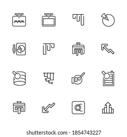 Conjunto simple de iconos de esquema relacionados con los grandes datos. Elementos para el concepto móvil y aplicaciones web. Iconos vectoriales de línea delgada para el diseño y desarrollo de sitios web, desarrollo de aplicaciones. Paquete premium.