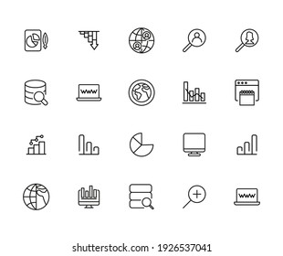 Simple set of big data related outline icons. Elements for mobile concept and web apps. Thin line vector icons for website design and development, app development. Premium pack.