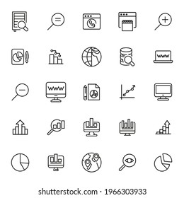 Simple set of big data related outline icons. Elements for mobile concept and web apps. Thin line vector icons for website design and development, app development. Premium pack.