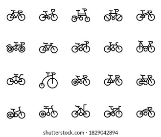 Simple set of bike line icon on white background.