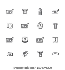Simple set of bill icons in trendy line style. Modern vector symbols, isolated on a white background. Linear pictogram pack. Line icons collection for web apps and mobile concept.