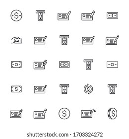 Simple set of bill icons in trendy line style. Modern vector symbols, isolated on a white background. Linear pictogram pack. Line icons collection for web apps and mobile concept.