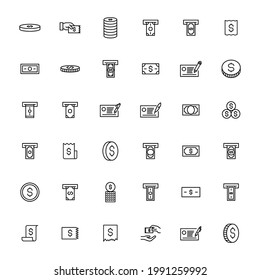 Simple set of bill icons in trendy line style. Modern vector symbols, isolated on a white background. Linear pictogram pack. Line icons collection for web apps and mobile concept.