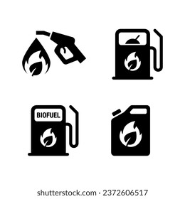 Simple set of Biofuel icons. Renewable energy and green environment. Biogas concept