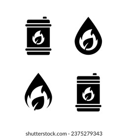 Simple set of Biofuel icons. Renewable energy and green environment. Biogas concept