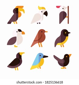 Simple Set Birds Vector Color Icons
