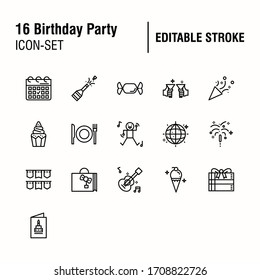 Simple Set of Birthday Party Related Vector Line Icons