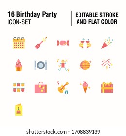 Simple Set of Birthday Party Related Vector Flat Icons