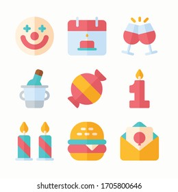 Simple Set Birthday Vector Color Icons
