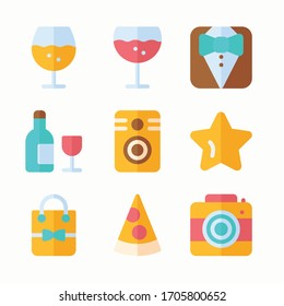 Simple Set Birthday Vector Color Icons