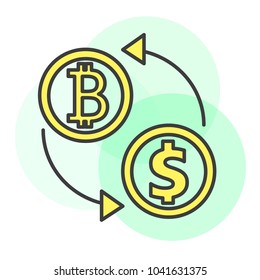 Simple set of Bitcoin Icon vector on black-gold thin line style. Bitcoin, money, hand phone, charity, chicken, axe, flow, growth.