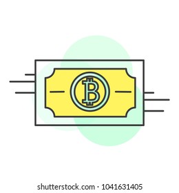 Simple set of Bitcoin Icon vector on black-gold thin line style. Bitcoin, money, hand phone, charity, chicken, axe, flow, growth.