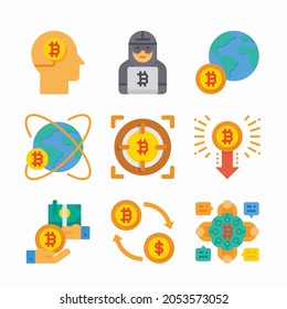 Simple Set Bitcoin Vector Color Icons. Color with Editable stroke
