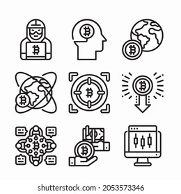 Simple Set Bitcoin Vector line Icons. Line with Editable stroke