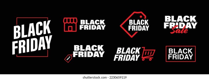 Simple set of Black Friday label for e Commerce and retail design promotion