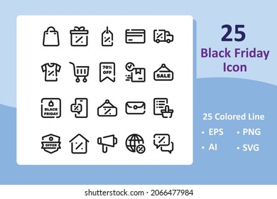 Simple Set of Black Friday Related Vector Line Icons. Collection of shopping thin line icons. vector illustration - Collection of high quality Color style vector icons.
