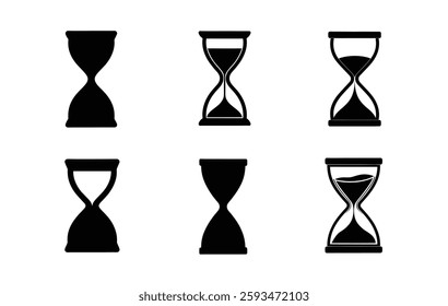 Simple Set of Black and White Hourglass Icons	
