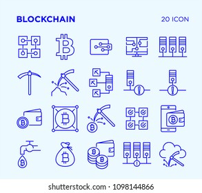 Simple set of blockchain vector line icons