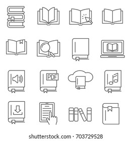 Simple Set of book Related Vector Line Icons. Contains such Icons as magazine page, newspaper, article, reading, textbook, audiobook, e-book and more.