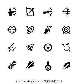 Conjunto simple de iconos vectoriales relacionados con aradas y arcos. Contiene iconos como la proa, la dirección, las puntas de flecha y más.