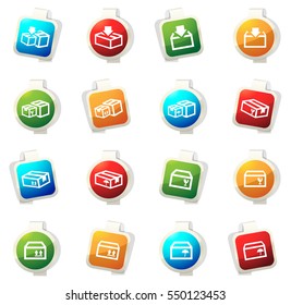 Simple set of box color icon for web sites and user interfaces