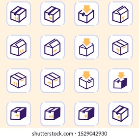 Simple set of box and crates related vector icons for your design