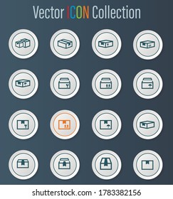 Conjunto simple de iconos de cuadros y cajas de vectores relacionados para su diseño