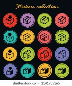 Conjunto simple de iconos de cuadros y cajas de vectores relacionados para su diseño