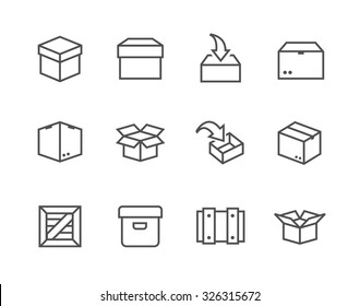 Simple set of box and crates related vector icons for your design