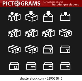 Simple set of box and crates related vector icons for your design