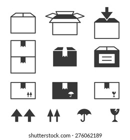 Simple set of box and package illustration, box line icons set with symbol