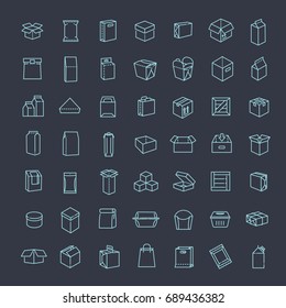 Simple Set of Box Related Vector Line Icons. Contains such Icons as Open Box, Package Return, Wooden Crate