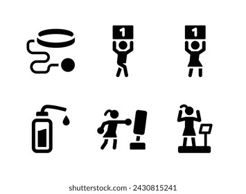 Simple Set of Boxing Related Vector Solid Icons. Contains Icons as Reflex Ball, Boxing Round and more.