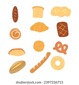 Simple Set of Bread Illustration Design