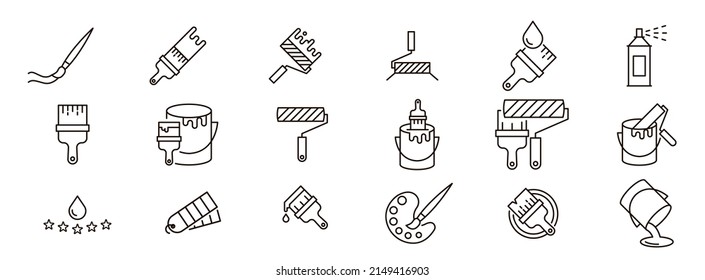 Simple set of brushes. Paint brushes line icon