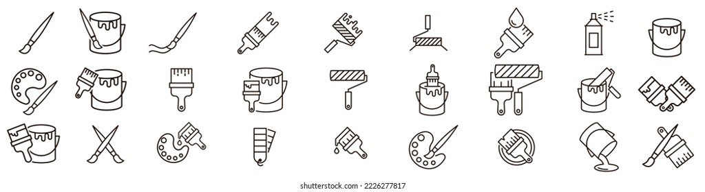 Simple set of brushes. Paint brushes line icon