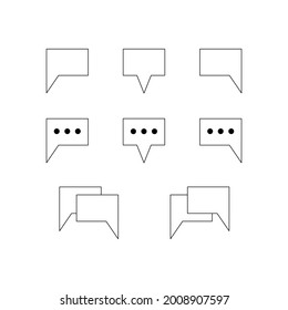 Simple set of bubble talk chat line icons. Contour signs, symbols and buttons for online communication, online messages and chatting. Vector outline rectangle bubble talk iconsand double chat clouds