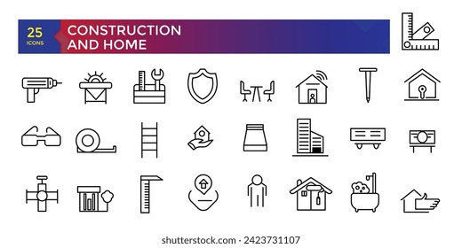 Simple set of building and construction related icons con set, icons collection