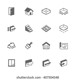 Simple Set of Building House Related Vector Icons. Contains Such Icons as Room Size, Basement, House, Wallpaper and More.