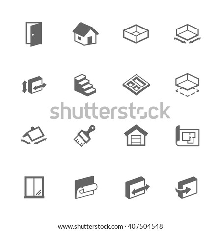 Simple Set of Building House Related Vector Icons. Contains Such Icons as Room Size, Basement, House, Wallpaper and More.